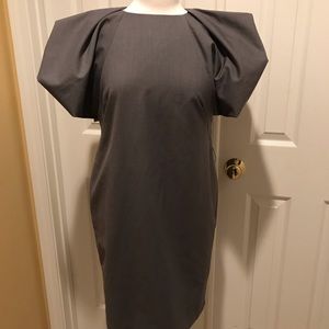 Gray puff sleeve GRACIA dress , size large